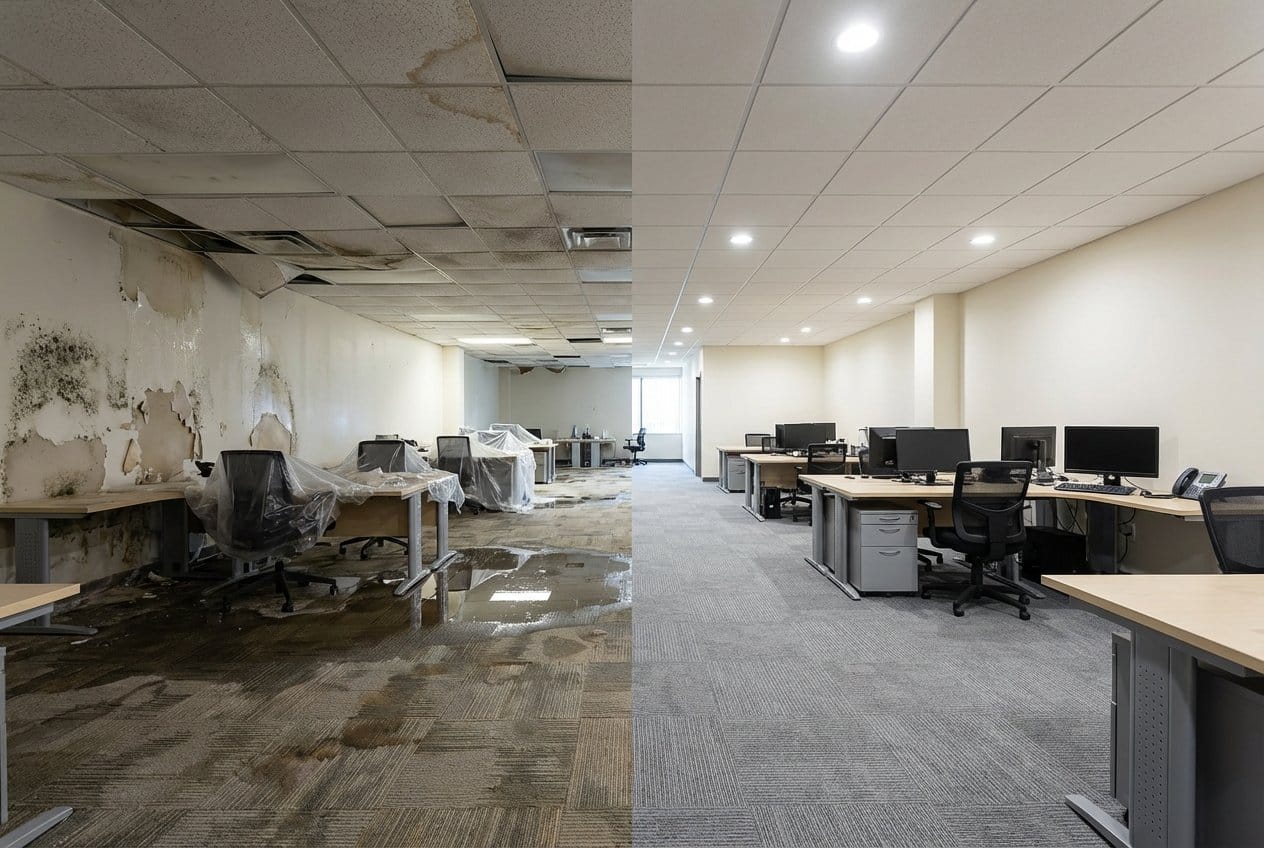 Structural Drying & Dehumidification restoration — commercial office space of commercial property in Franklin Lakes, NJ
